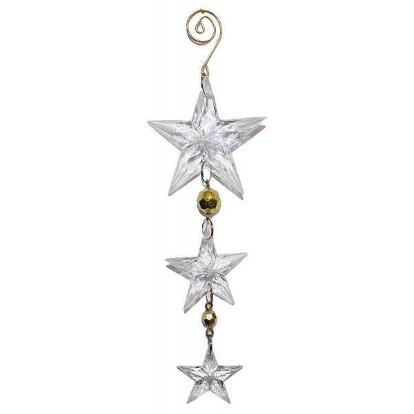 Χριστουγεννιάτικα Ακρυλικά Αστεράκια, Διάφανα με Χάντρες (18cm)